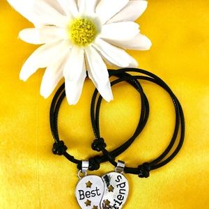 Set of 2  Best Friend Bracelets with Heart Shaped Charm